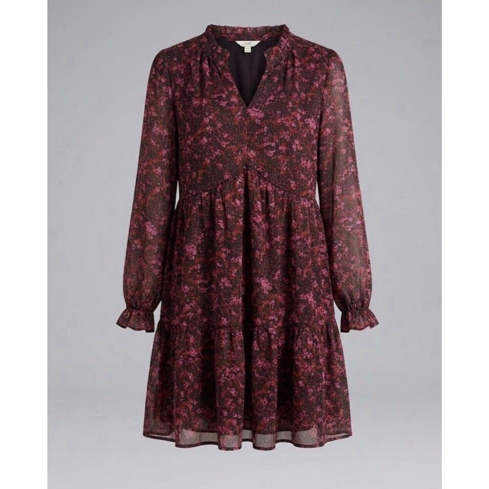 Terra & Sky Burgundy Floral Midi Dress